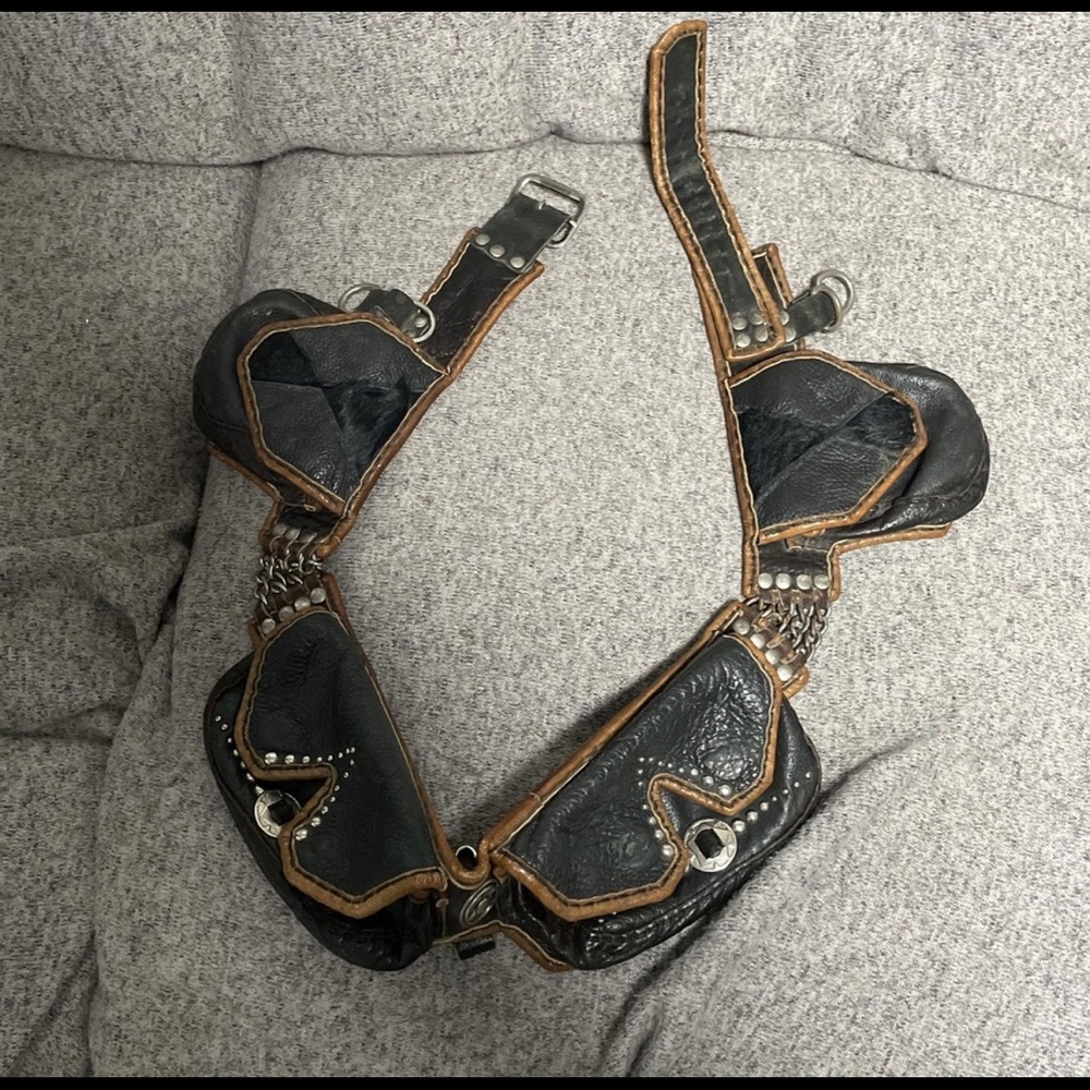 Leather hand made pocket belt